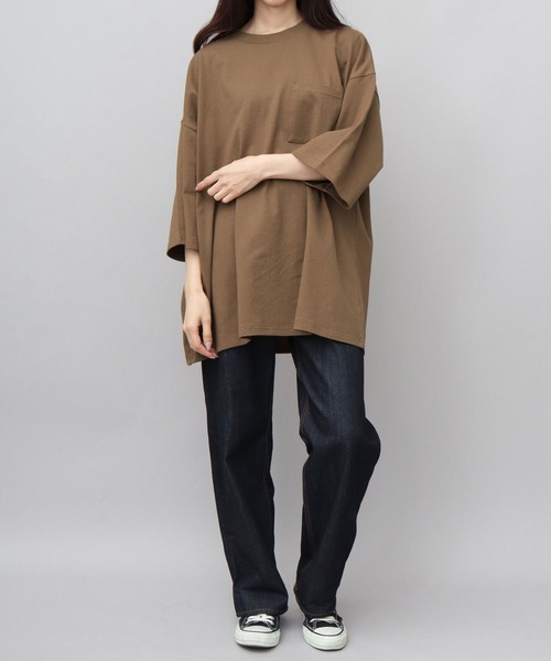 Goodwear（グッドウェア）の「7.6オンス USAコットン ポケット付き スーパービッグシルエット 5分袖 Tシャツ（Tシャツ/カットソー・メンズ・ホワイト/ブラウン/ブラウン系その他/ベージュ/ブルー/ブラック系その他/グリーン系その他/ミント/ブラック/グレー/ネイビー/グリーン/スミクロ/ブラウン系その他2・M/L）」の22枚目の写真