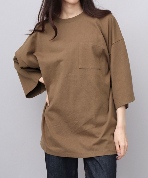 Goodwear（グッドウェア）の「7.6オンス USAコットン ポケット付き スーパービッグシルエット 5分袖 Tシャツ（Tシャツ/カットソー・メンズ・ホワイト/ブラウン/ブラウン系その他/ベージュ/ブルー/ブラック系その他/グリーン系その他/ミント/ブラック/グレー/ネイビー/グリーン/スミクロ/ブラウン系その他2・M/L）」の19枚目の写真