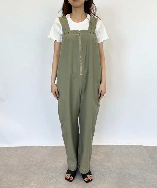 Lee リー / SALOPETTE フロントジップワイドデニムサロペット リー LEE フロント ジップ デニム オーバーオール サロペット