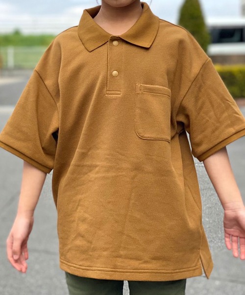F.O.KIDS（エフオーキッズ）の「F.O.KIDS/エフオーキッズ　ビッグポロシャツ（シャツ/ブラウス・キッズ・ベージュ/ネイビー/キャメル・120/140）」の3枚目の写真