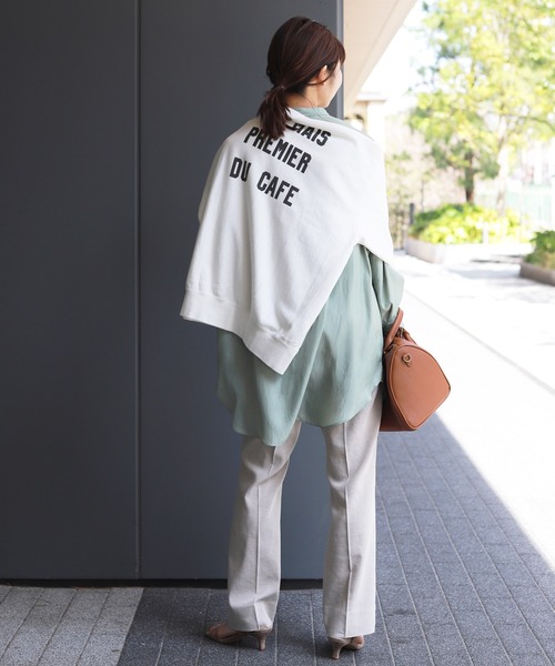 SLOBE IENA サテンバンドカラーシャツ ホワイト 2枚目はお色違いです セール】ワッシャーサテンバンドカラーシャツ【手洗い可能