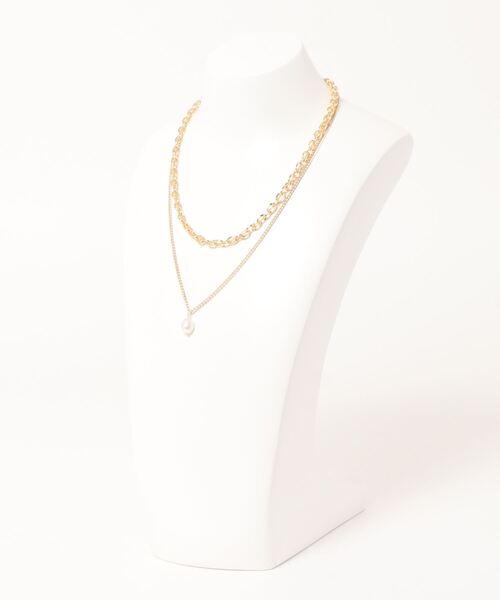 Factor=(ファクターイコール)の「2連パールチェーンネックレス(ネックレス・レディース・ゴールド・FREE)」の2枚目の写真