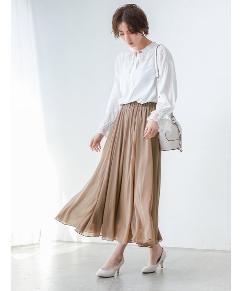 fifth（フィフス）の「シフォンカラーフレアスカート（スカート・レディース・スモークピンク/グレー/グリーン/モカ/イエロー・MEDIUM/SMALL）」の9枚目の写真