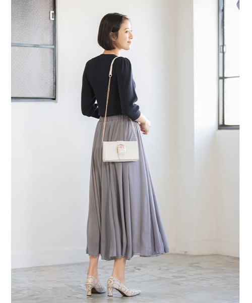 fifth（フィフス）の「シフォンカラーフレアスカート（スカート・レディース・スモークピンク/グレー/グリーン/モカ/イエロー・MEDIUM/SMALL）」の16枚目の写真