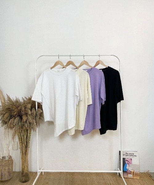 CEMONEMO(セモネモ)の「アシンメトリー 斜め カットソー トップス(Tシャツ/カットソー・レディース・ホワイト/ブラック/ベージュ/パープル・FREE)」の10枚目の写真