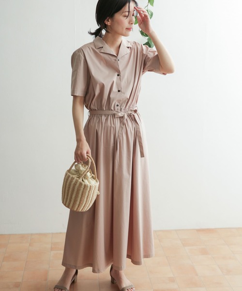 URBAN RESEARCH DOORS（アーバンリサーチドアーズ）の「【WEB限定】オープンカラーコットンシャツワンピース（シャツワンピース・レディース・ネイビー/ピンク系その他・ONE）」の3枚目の写真