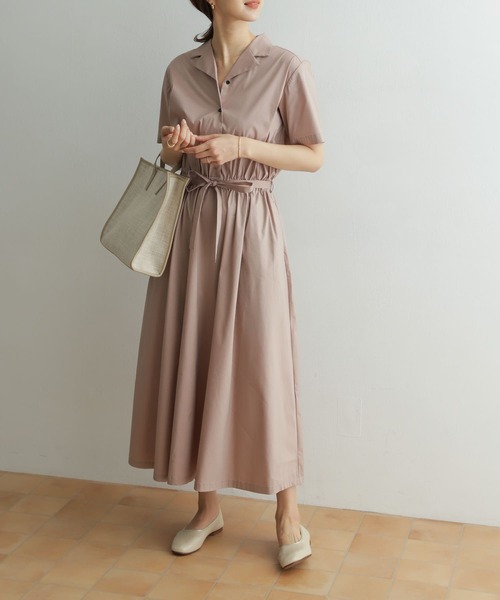 URBAN RESEARCH DOORS（アーバンリサーチドアーズ）の「【WEB限定】オープンカラーコットンシャツワンピース（シャツワンピース・レディース・ネイビー/ピンク系その他・ONE）」の4枚目の写真