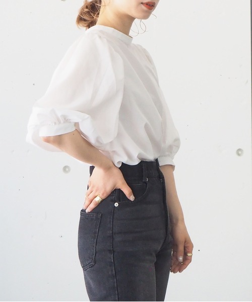 tiptop(ティップトップ)の「2021SS レース付け襟バンドカラーブラウス(シャツ/ブラウス・レディース・イエロー/オフホワイト/スミクロ/A・FREE)」の13枚目の写真