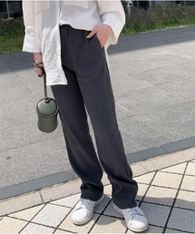リブスリムストレートパンツ