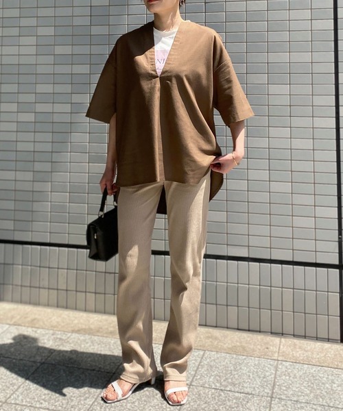 KOBE LETTUCE(コウベレタス)の「リブスリムストレートパンツ(その他パンツ・レディース・チャコール/ブラック/オレンジ/ベージュ・2/1)」の8枚目の写真