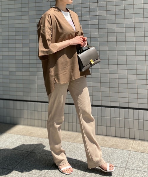 KOBE LETTUCE(コウベレタス)の「リブスリムストレートパンツ(その他パンツ・レディース・チャコール/ブラック/オレンジ/ベージュ・2/1)」の9枚目の写真