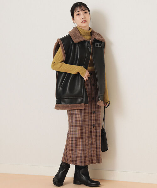 Ray BEAMS（レイビームス）の「Ray BEAMS / 14G リブタートル ニット（ニット/セーター・レディース・ブラック/オフホワイト/パープル系その他2/イエロー系その他5・ONE SIZE）」の14枚目の写真