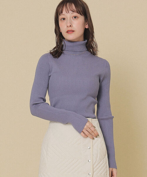 Ray BEAMS（レイビームス）の「Ray BEAMS / 14G リブタートル ニット（ニット/セーター・レディース・ブラック/オフホワイト/パープル系その他2/イエロー系その他5・ONE SIZE）」の13枚目の写真