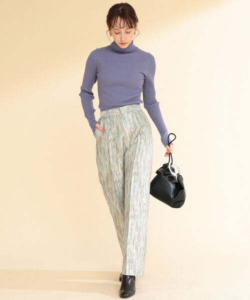 Ray BEAMS（レイビームス）の「Ray BEAMS / 14G リブタートル ニット（ニット/セーター・レディース・ブラック/オフホワイト/パープル系その他2/イエロー系その他5・ONE SIZE）」の9枚目の写真