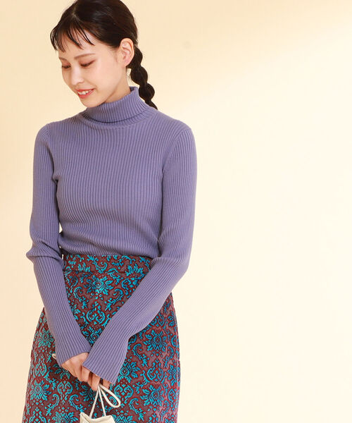 Ray BEAMS（レイビームス）の「Ray BEAMS / 14G リブタートル ニット（ニット/セーター・レディース・ブラック/オフホワイト/パープル系その他2/イエロー系その他5・ONE SIZE）」の7枚目の写真