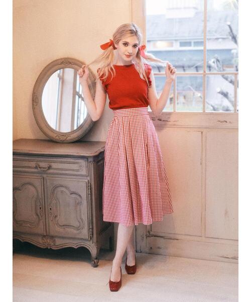 Maison de FLEUR（メゾンドフルール）の「ギンガムチェックボリュームスカート（スカート・レディース・ブラック/レッド/ネイビー・S/M）」の20枚目の写真