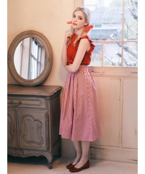 Maison de FLEUR（メゾンドフルール）の「ギンガムチェックボリュームスカート（スカート・レディース・ブラック/レッド/ネイビー・S/M）」の22枚目の写真