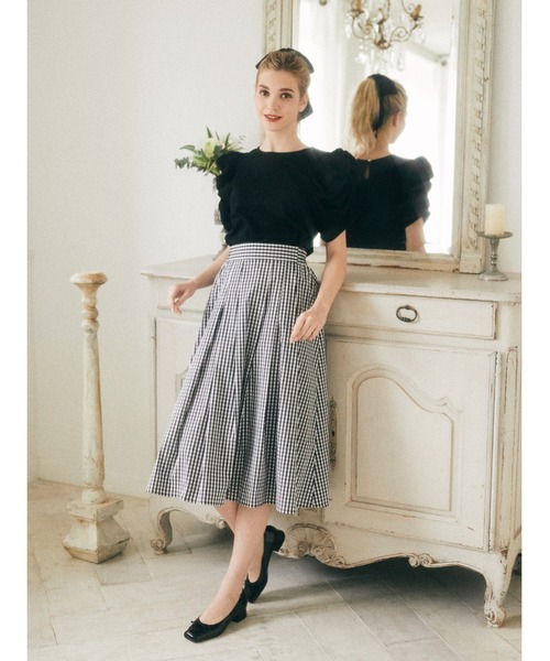 Maison de FLEUR（メゾンドフルール）の「ギンガムチェックボリュームスカート（スカート・レディース・ブラック/レッド/ネイビー・S/M）」の6枚目の写真