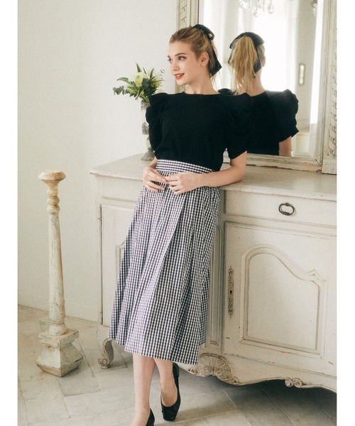 Maison de FLEUR（メゾンドフルール）の「ギンガムチェックボリュームスカート（スカート・レディース・ブラック/レッド/ネイビー・S/M）」の7枚目の写真