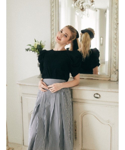Maison de FLEUR（メゾンドフルール）の「ギンガムチェックボリュームスカート（スカート・レディース・ブラック/レッド/ネイビー・S/M）」の8枚目の写真