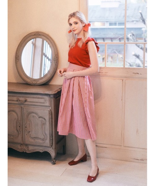 Maison de FLEUR（メゾンドフルール）の「ギンガムチェックボリュームスカート（スカート・レディース・ブラック/レッド/ネイビー・S/M）」の10枚目の写真