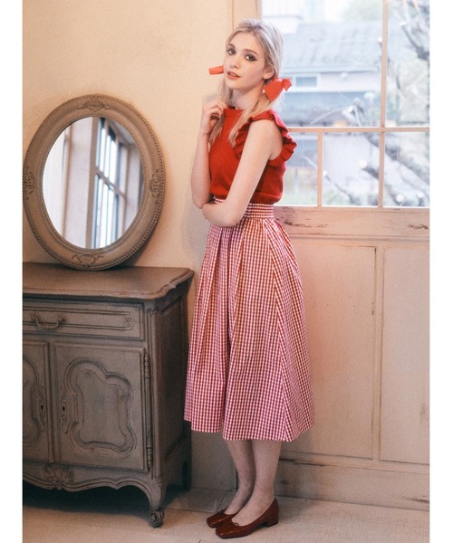 Maison de FLEUR（メゾンドフルール）の「ギンガムチェックボリュームスカート（スカート・レディース・ブラック/レッド/ネイビー・S/M）」の11枚目の写真