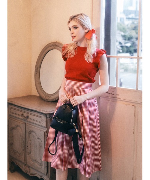 Maison de FLEUR（メゾンドフルール）の「ギンガムチェックボリュームスカート（スカート・レディース・ブラック/レッド/ネイビー・S/M）」の12枚目の写真