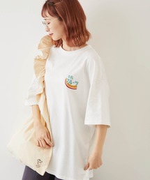 timecapsule | 【timecapsule】「Oishi Gyunyu Nomitai」牛乳フルーツプリント半袖ビッグTシャツ(Tシャツ/カットソー)