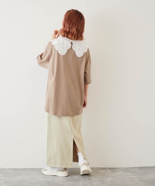 timecapsule（タイムカプセル）の「【timecapsule】「Oishi Gyunyu Nomitai」牛乳フルーツプリント半袖ビッグTシャツ（Tシャツ/カットソー・レディース・ホワイト/モカ/ベージュ系その他/ライトベージュ・FREE）」の14枚目の写真