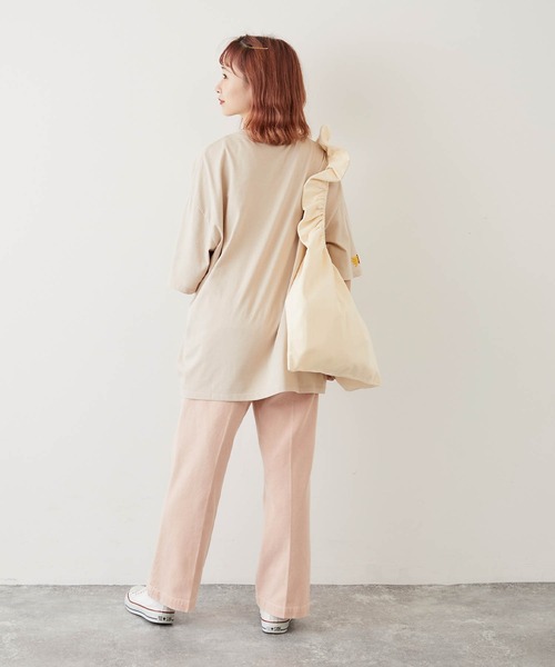 timecapsule（タイムカプセル）の「【timecapsule】「Oishi Gyunyu Nomitai」牛乳フルーツプリント半袖ビッグTシャツ（Tシャツ/カットソー・レディース・ホワイト/モカ/ベージュ系その他/ライトベージュ・FREE）」の19枚目の写真