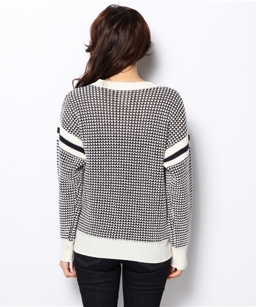 CIAOPANIC（チャオパニック）の「【Ciaopanic】肩切替プルオーバー（ニット/セーター・レディース・ネイビー/オフホワイト・FREE）」の5枚目の写真