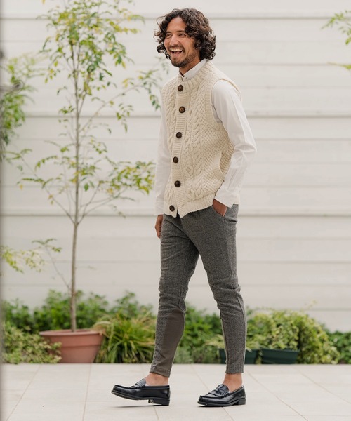 CAMBIO(カンビオ)の「mp9082-Herringbone Jacquard Stretch Ponti Hem Rib Pants パンツ(その他パンツ・メンズ・ブラウン/ブラック・M/S/L)」の5枚目の写真