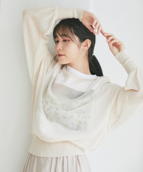 and R（アンドアール）の「シアークルーネックトップス（ニット/セーター・レディース・ラベンダー/アイボリー/ブラック・FREE）」の14枚目の写真