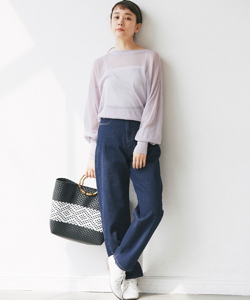 and R（アンドアール）の「シアークルーネックトップス（ニット/セーター・レディース・ラベンダー/アイボリー/ブラック・FREE）」の9枚目の写真