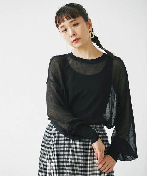 and R（アンドアール）の「シアークルーネックトップス（ニット/セーター・レディース・ラベンダー/アイボリー/ブラック・FREE）」の21枚目の写真