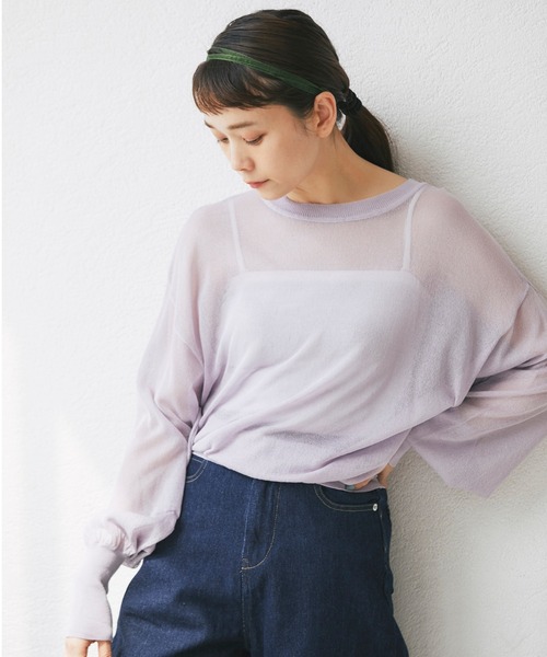 and R（アンドアール）の「シアークルーネックトップス（ニット/セーター・レディース・ラベンダー/アイボリー/ブラック・FREE）」の11枚目の写真