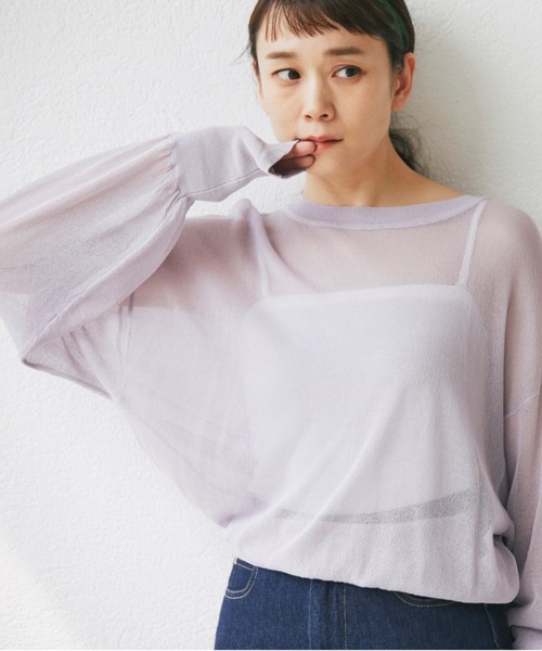 and R（アンドアール）の「シアークルーネックトップス（ニット/セーター・レディース・ラベンダー/アイボリー/ブラック・FREE）」の7枚目の写真