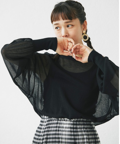 and R（アンドアール）の「シアークルーネックトップス（ニット/セーター・レディース・ラベンダー/アイボリー/ブラック・FREE）」の16枚目の写真