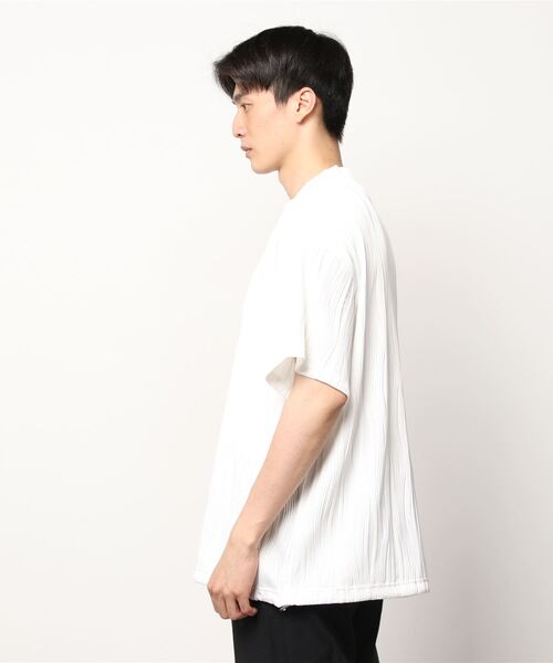 Chikashitsu +(チカシツプラス)の「【Chikashitsu +/チカシツプラス】set up pleats half sleeve tee/セットアップ プリーツ ハーフ スリーブ ティー 裾絞り ドローコード(その他トップス・メンズ・ホワイト/ブラック・ONE SIZE)」の7枚目の写真