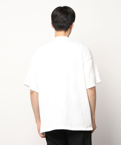 Chikashitsu +(チカシツプラス)の「【Chikashitsu +/チカシツプラス】set up pleats half sleeve tee/セットアップ プリーツ ハーフ スリーブ ティー 裾絞り ドローコード(その他トップス・メンズ・ホワイト/ブラック・ONE SIZE)」の12枚目の写真