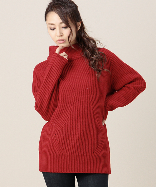 ROSE BUD（ローズバッド）の「【CLASSY掲載】【ELLE掲載】【Gina掲載】LK-14273 TURTLE/N L/S P/O（ニット/セーター・レディース・アイボリー/ネイビー/レッド・ONE SIZE）」の3枚目の写真