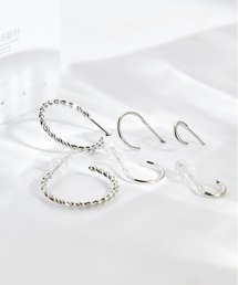 ポスト925シルバ-＊ピアス 3点セット