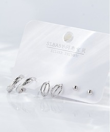 ポスト925シルバ-＊ピアス 3点セット