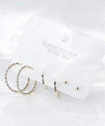 ポスト925シルバ-＊ピアス 3点セット