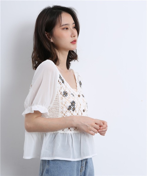 MAISON DE THERESE(メゾン ド テレーズ)の「透かし刺繍編みコットンレースブラウス(シャツ/ブラウス・レディース・ホワイト/ベージュ・FREE)」の11枚目の写真