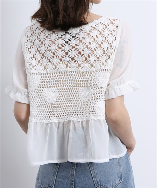 MAISON DE THERESE(メゾン ド テレーズ)の「透かし刺繍編みコットンレースブラウス(シャツ/ブラウス・レディース・ホワイト/ベージュ・FREE)」の12枚目の写真