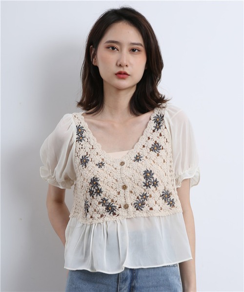 MAISON DE THERESE(メゾン ド テレーズ)の「透かし刺繍編みコットンレースブラウス(シャツ/ブラウス・レディース・ホワイト/ベージュ・FREE)」の13枚目の写真