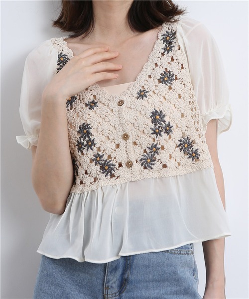 MAISON DE THERESE(メゾン ド テレーズ)の「透かし刺繍編みコットンレースブラウス(シャツ/ブラウス・レディース・ホワイト/ベージュ・FREE)」の18枚目の写真