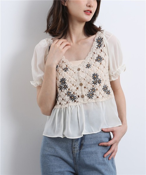 MAISON DE THERESE(メゾン ド テレーズ)の「透かし刺繍編みコットンレースブラウス(シャツ/ブラウス・レディース・ホワイト/ベージュ・FREE)」の19枚目の写真
