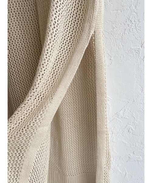 She's Closet（シーズクローゼット）の「メッシュニットサイドスリット入りフレンチスリーブロングワンピース（ワンピース・レディース・ブラック/アイボリー/グレイッシュベージュ・FREE）」の17枚目の写真